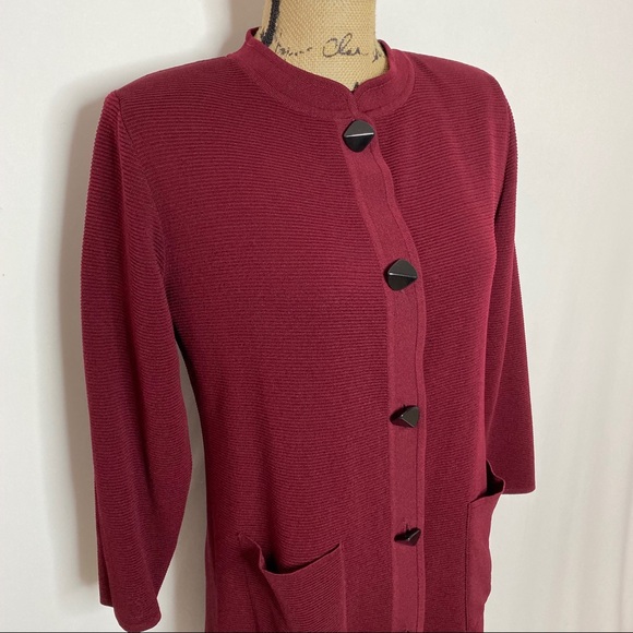Exclusively Misook Maroon Knit Cardigan Shirt Set - Picture 2 of 8